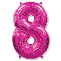 Воздушные шарики|Цифры|Розовые и Малиновые|Шар цифра 8 фольга 90см люкс (малиновая)
