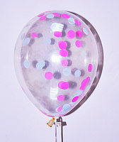 Воздушные шарики|Шары с гелием|Шар с конфетти круги (розово-голубые)