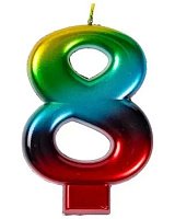 Свеча цифра 8 Радуга