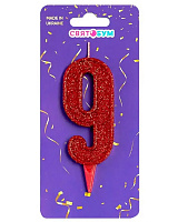 Свічка цифра 9 (червона)