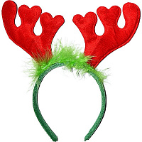 Праздники|Новогодние головные уборы|Обручи|Рожки Олененка (Красно-зеленые)