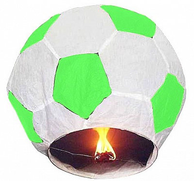 Небесный фонарик Мяч (бело-зел)