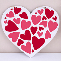 Подвесное сердце Розовые сердца 30 см (дерево)