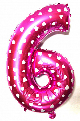 Куля фольгована 80см цифра 6 (рожева)