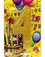 Свеча цифра 4 (Золото)