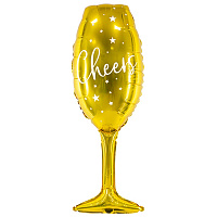 Праздники|Выпускной|Шар фигура бокал Cheers (золото) 28х80 см
