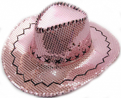 Шляпа ковбоя с полями блестки (розовая)