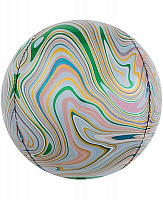 Повітряні кульки|Шары фольгированные|Круглі|Куля фольгована Сфера Мармур зелена 38 см