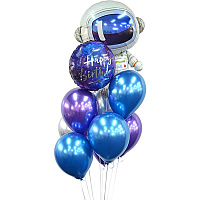 Повітряні кульки|Тематические шары|Дитячий День народження|Букет куль Космонавт 8 од (гелій)