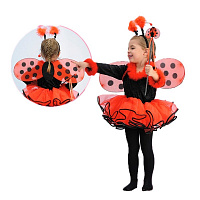 Товары для праздника|Детские карнавальные костюмы|Костюмы для девочек|Костюм Божья Коровка с крыльями 4-5 лет