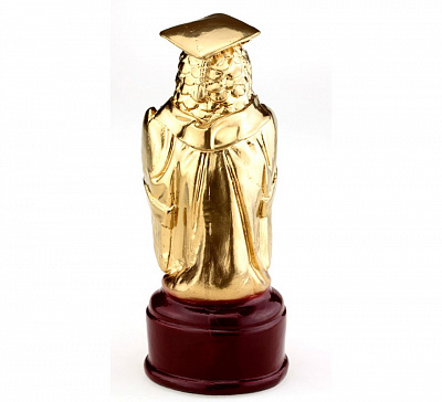 Статуэтка Сова бакалавр (золото) 22 см