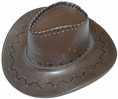 Шляпа ковбойская кожаная (темно-коричневая)