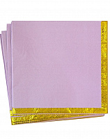 Салфетки лиловые золотой кант 20шт