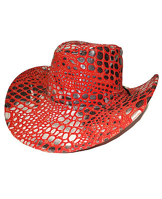 Шляпа ковбойская Змеиная кожа (красная)