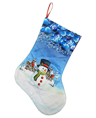 Шкарпетка з Сніговиком (синьо-білий)