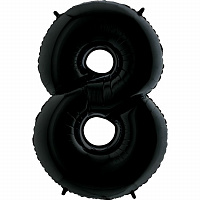 Шар цифра 8 фольга 90см люкс (черная)