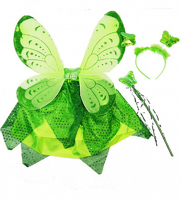 Набор феи-бабочки с юбкой (зеленый)