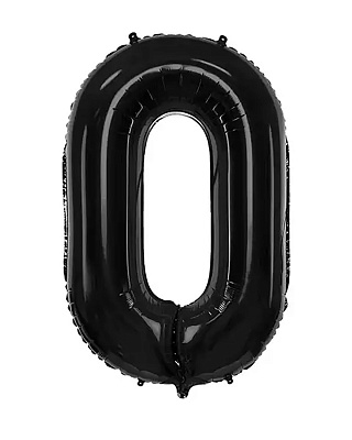 Куля цифра 0 фольгована 66 см (чорна)