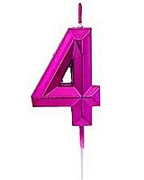 Свічка цифра на піці 4 (маджента) Свічка цифра на піці 4 (маджента)