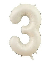 Шар цифра 3 фольга 66 см (слоновая кость)