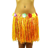 Тематические вечеринки|Гавайская вечеринка|Гавайские юбки. Гавайские шорты|Юбка гавайская 40 см (желто-горячая)