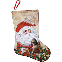 Праздники|Новогодние украшения|Новогодние носки|Носок Дед Мороз (бежевый) 22см