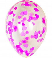 Повітряні кульки|Шары с гелием|Латексні кулі|Куля з конфетті Серця рожеві