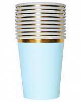 Стакани блакитні золотий кант 10 шт