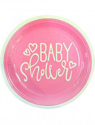 Тарелки Baby Shower (розовые) 23см