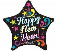 Шар фольга 21" Звезда Happy New Year Шар фольга 21" Звезда Happy New Year