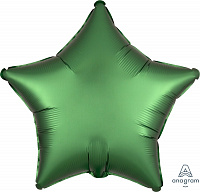 Воздушные шарики|Шары фольгированные|Звезды|Шар фольга 19" Звезда сатин зеленая