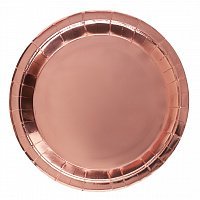 Тарелки праздничные фольг розовое золото 23см Тарелки праздничные фольг розовое золото 23см