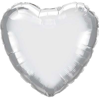 Шар фольга 18" Сердце хром серебро