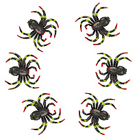 Тематические вечеринки|Скелеты и духи|Декорации|Набор пауков (разноцветные) 6 шт.