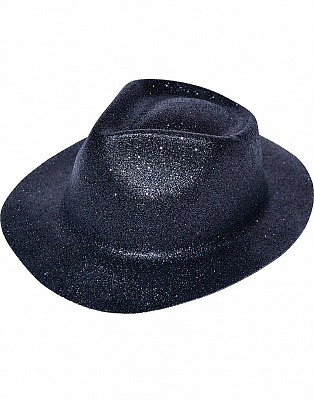 Шляпа Федора блестки (черная)