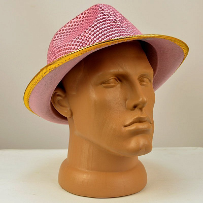 Шляпа Твист в пайетках светло-розовая