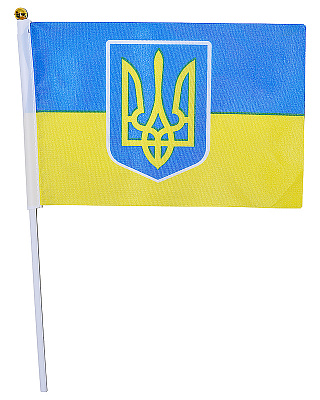 Прапорець Україна з гербом 15х20 см