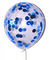 Воздушные шарики|Шары с гелием|Латексные шары|Шар с конфетти круги (синие)