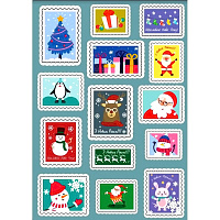 Праздники|Новый Год|Подарки и сувениры|Набор стикеров Новогодние марки