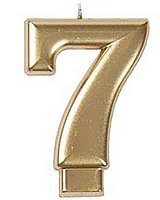 Свеча цифра 7 сатин (золото)