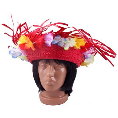 Шляпа Гавайская солома (красная)