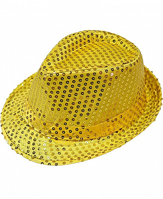 Шляпа Твист в пайетках желтая