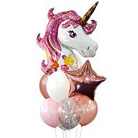 Букет куль Єдиноріги 10 од (гелій)