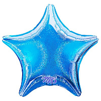 Воздушные шарики|Шары фольгированные|Звезды|Шар фольга Звезда блеск голубая 48 см