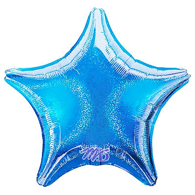 Куля фольгована зірка блиск блакитна 48 см
