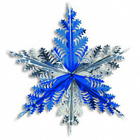Праздники|Новогодние украшения|Снежинки|Декорация снежинка сине-серебряная 60 см.